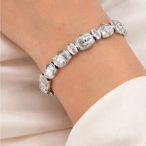 18K White Gold Filled Baguette CZ Statement Bracelet | 7.5”